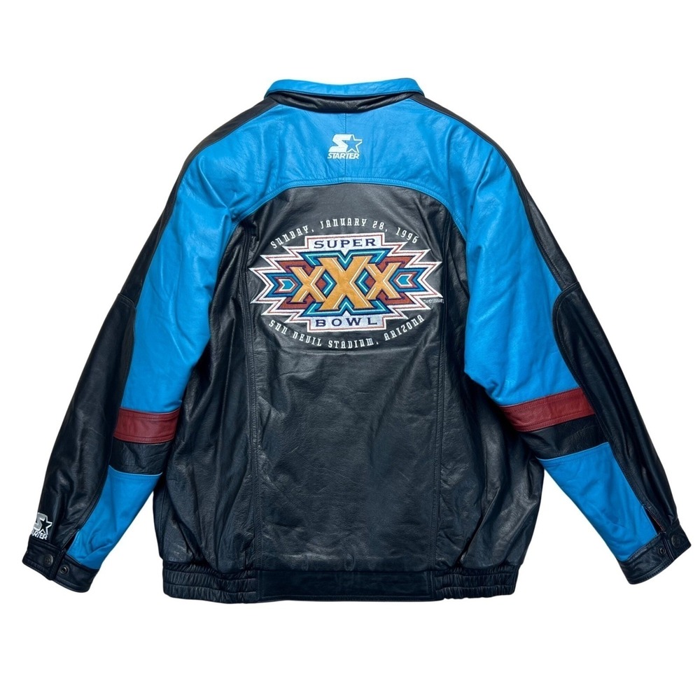 VTG Starter Super Bowl XXX Leather Jacket 1996 NFL NWT Team Cowboys Steelers‎ L